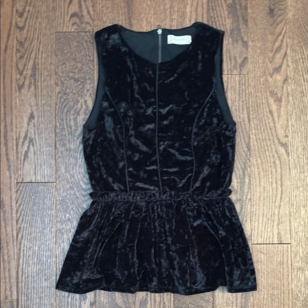 Altar'd State Black Velvet Sleeveless Top